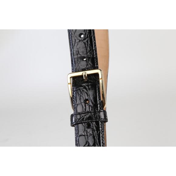 Vintage Black Croco Print Leather Classic Buckle Waist Belt Size 38 / 95 main image 5